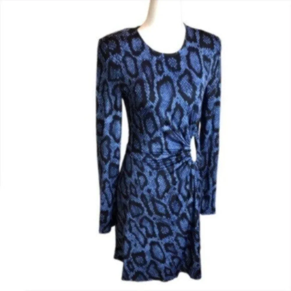 NWT Danielle Bernstein Blue Snakeskin Print Mini Dress M